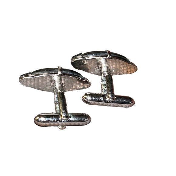 Vintage 90’s Onyx // Silver Tone Cuff Links - Picture 2 of 3
